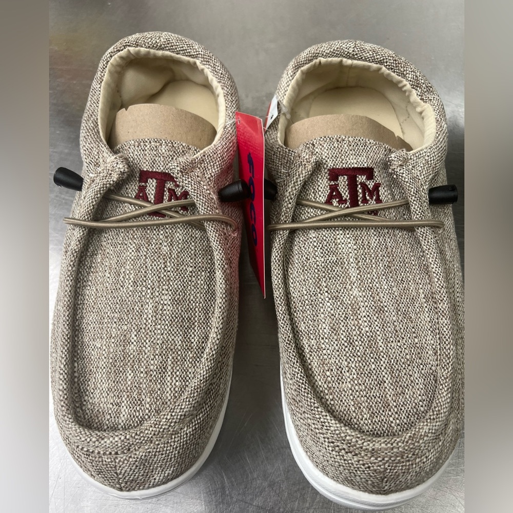 Texas A&M FOCO Men's NCAA College Lightweight Loafers Lace Up Cotton Knit Shoes
